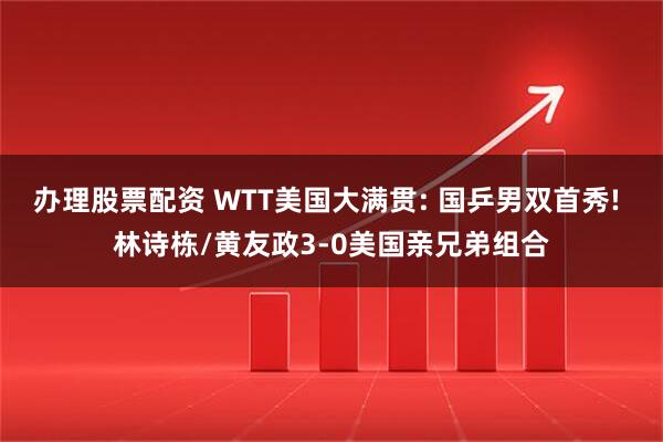 办理股票配资 WTT美国大满贯: 国乒男双首秀! 林诗栋/黄友政3-0美国亲兄弟组合