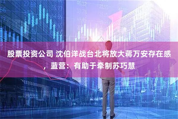 股票投资公司 沈伯洋战台北将放大蒋万安存在感，蓝营：有助于牵制苏巧慧